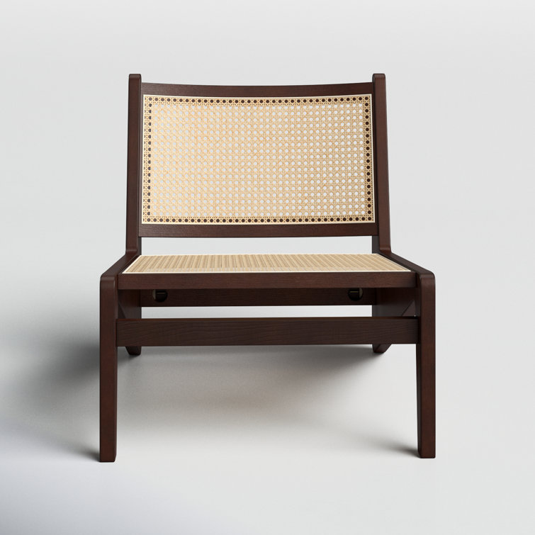 Divij Solid Wood Armchair Natural Cane Woven Lounge Chair